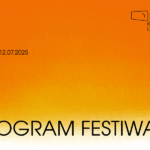 napis PROGRAM FESTIWALU, daty 6-12 lipca, miejsce Radom, logotypy FILMFORUM i KAMERALNEGO LATA na pomarańczowym tle