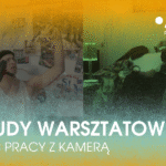 Grafika promująca warsztatowe etiudy filmowe projektu „ABC PRACY Z KAMERĄ”.