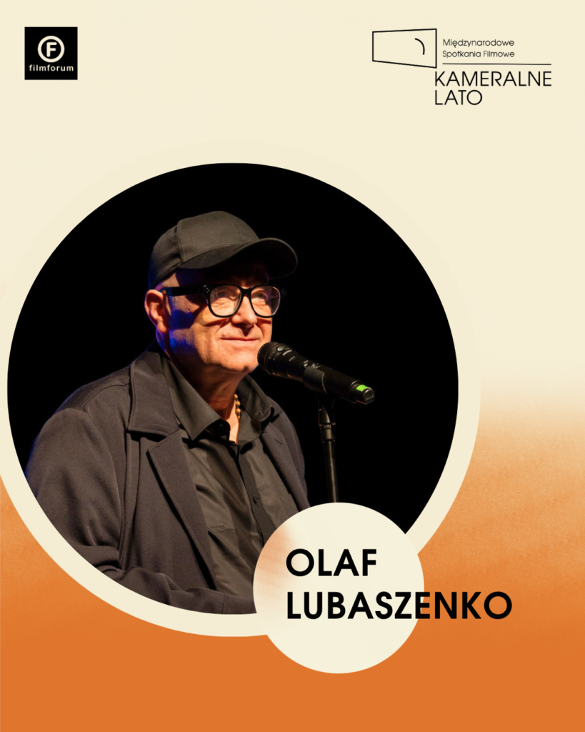 Grafika promocyjna KAMERALNEGO LATA z portretem Olafa Lubaszenki, członka jury konkursu WYSOKIE LOTY.